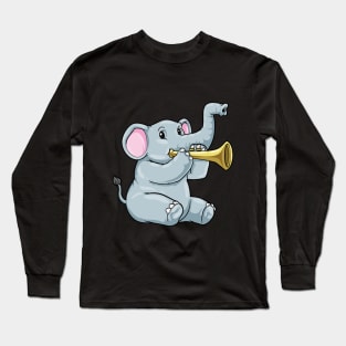 Beautiful elephant is playing the trumpet Long Sleeve T-Shirt